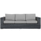 Modway Summon Wicker Rattan Outdoor Patio Sunbrella Sofa in Canvas Gray MDY-EEI-1874-GRY-GRY