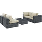 Modway EEI-1896-GRY-BEI-SET Summon 5 Piece Outdoor Patio Sectional Set with Sunbrella Cushions in Canvas Antique Beige