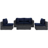 Modway Summon 5-pc Outdoor Patio Sectional Set With Sunbrella Cushions in Canvas Navy MDY-EEI-1896-GRY-NAV-SET