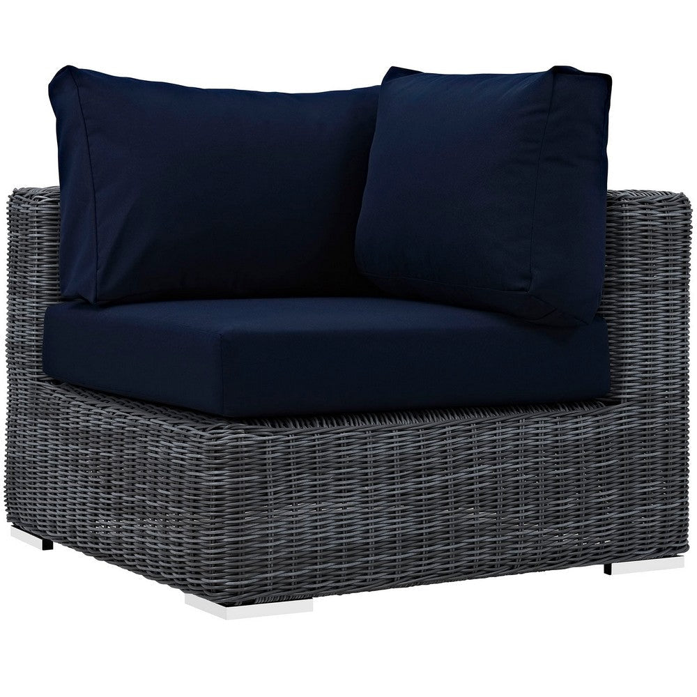 Modway Summon 5-pc Outdoor Patio Sectional Set With Sunbrella Cushions in Canvas Navy MDY-EEI-1896-GRY-NAV-SET