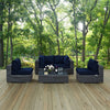 Modway Summon 5-pc Outdoor Patio Sectional Set With Sunbrella Cushions in Canvas Navy MDY-EEI-1896-GRY-NAV-SET