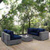 Modway Summon 5-pc Outdoor Patio Sectional Set With Sunbrella Cushions in Canvas Navy MDY-EEI-1896-GRY-NAV-SET