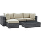 Modway Summon 5-pc Outdoor Patio Sectional Set With Sunbrella Cushions in Canvas Antique Beige