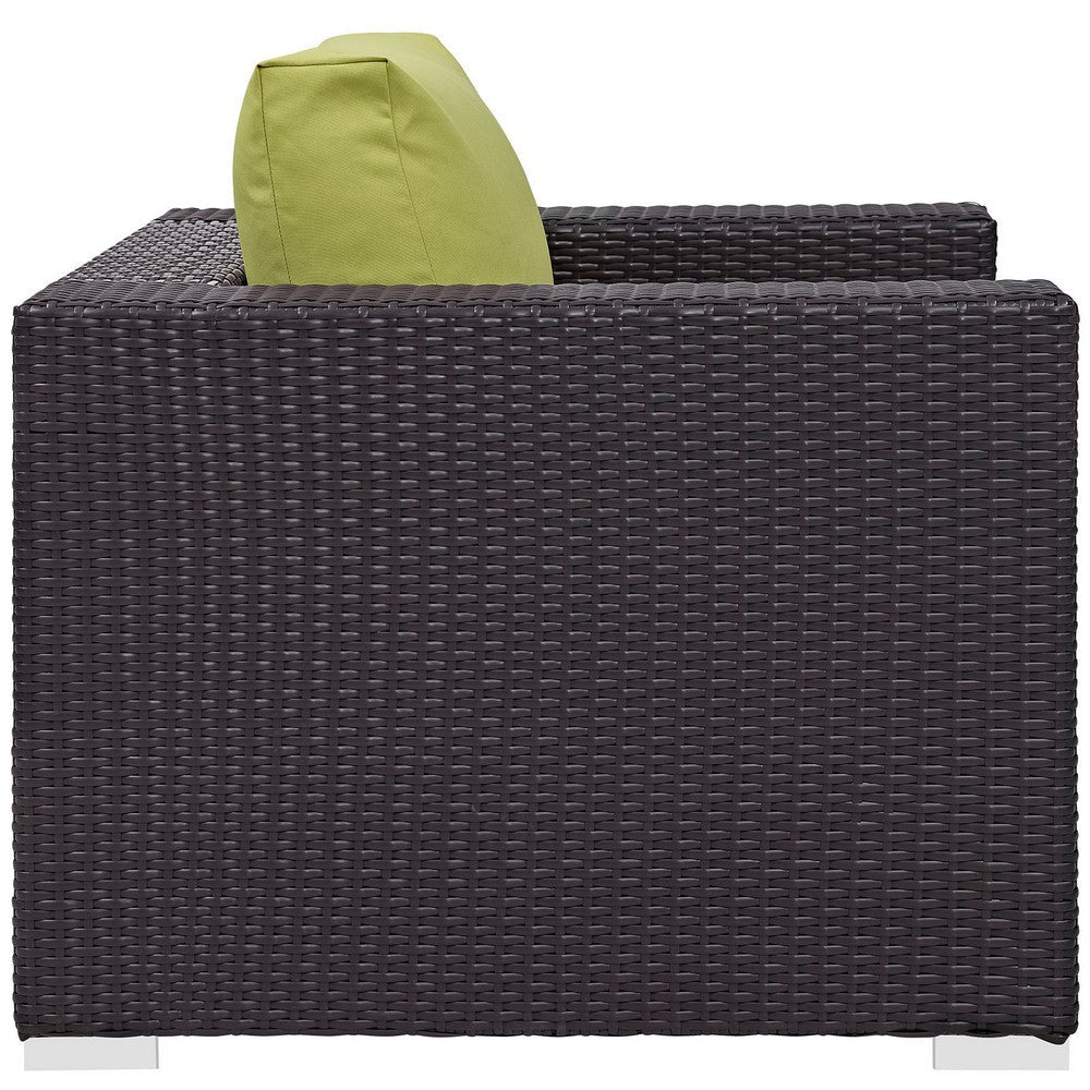 Modway Convene Wicker Rattan Outdoor Patio Arm Chair with Cushions in Espresso Peridot MDY-EEI-1906-EXP-PER