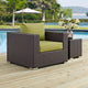 Modway Convene Wicker Rattan Outdoor Patio Arm Chair with Cushions in Espresso Peridot