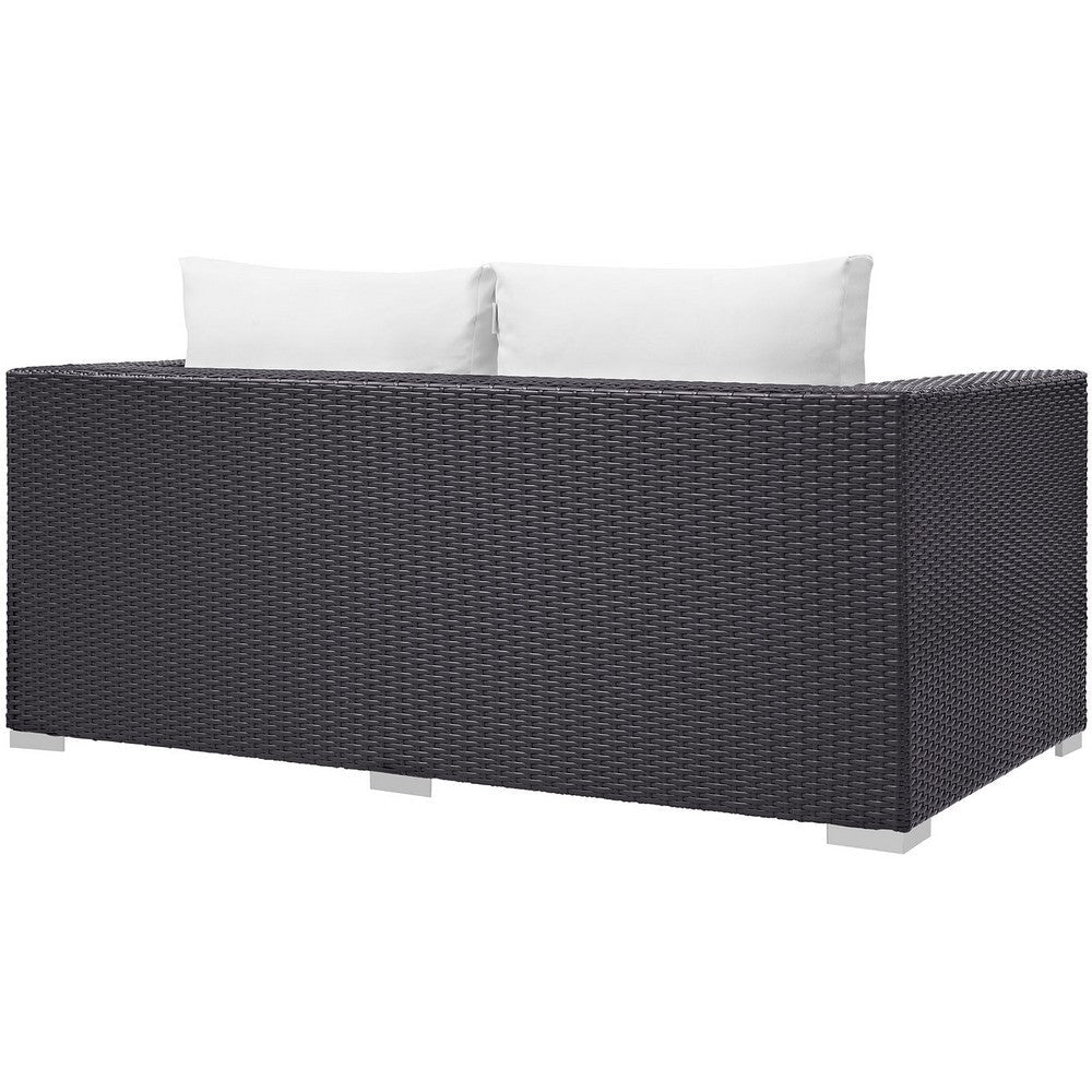 Modway Convene Wicker Rattan Outdoor Patio Loveseat in Espresso White MDY-EEI-1907-EXP-WHI