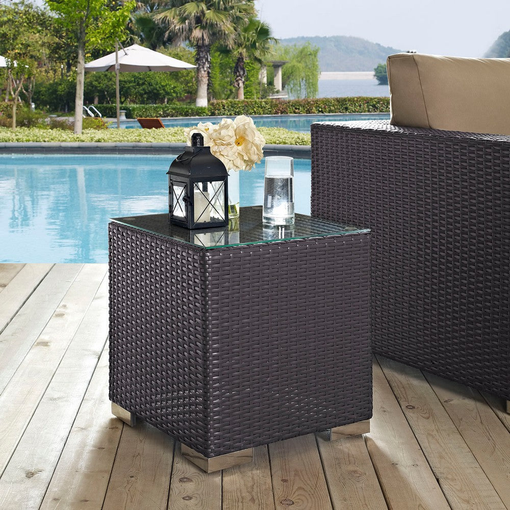 Espresso Convene Outdoor Patio Side Table - No Shipping Charges