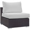 Modway Convene Wicker Rattan Outdoor Patio Sectional Sofa Armless Chair in Espresso White