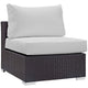 Modway Convene Wicker Rattan Outdoor Patio Sectional Sofa Armless Chair in Espresso White