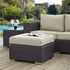 Beige Convene Outdoor Patio Fabric Square Ottoman - No Shipping Charges