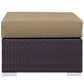 Mocha Convene Outdoor Patio Fabric Square Ottoman - No Shipping Charges