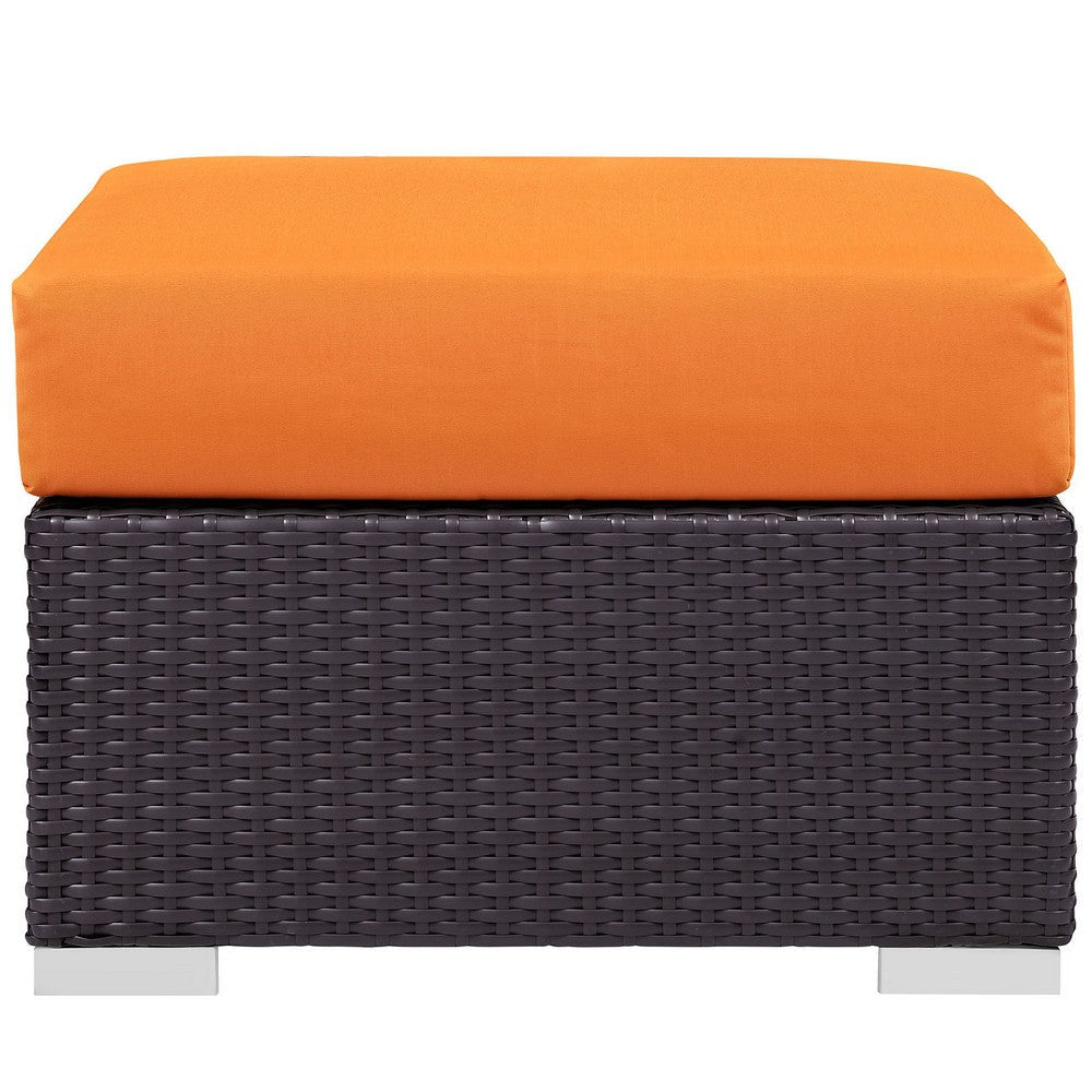 Orange Convene Outdoor Patio Fabric Square Ottoman - No Shipping Charges