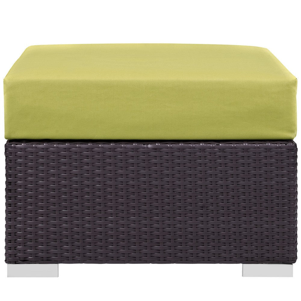 Peridot Convene Outdoor Patio Fabric Square Ottoman - No Shipping Charges