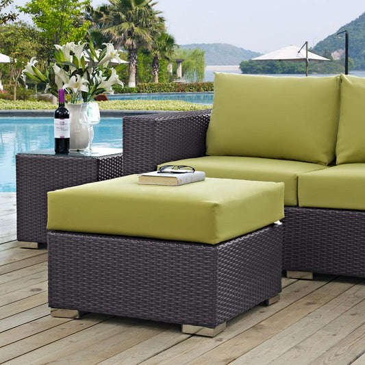 Peridot Convene Outdoor Patio Fabric Square Ottoman - No Shipping Charges