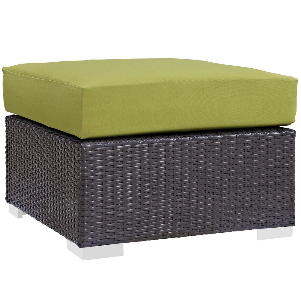 Peridot Convene Outdoor Patio Fabric Square Ottoman - No Shipping Charges