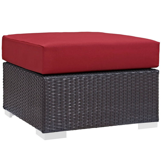 Red Red Convene Outdoor Patio Fabric Square Ottoman - No Shipping Charges