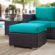 Convene Outdoor Patio Fabric Square Ottoman by Modway| Espresso Turquoise