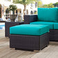 Turquoise Convene Outdoor Patio Fabric Square Ottoman - No Shipping Charges
