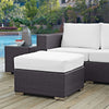 White Convene Outdoor Patio Fabric Square Ottoman - No Shipping Charges