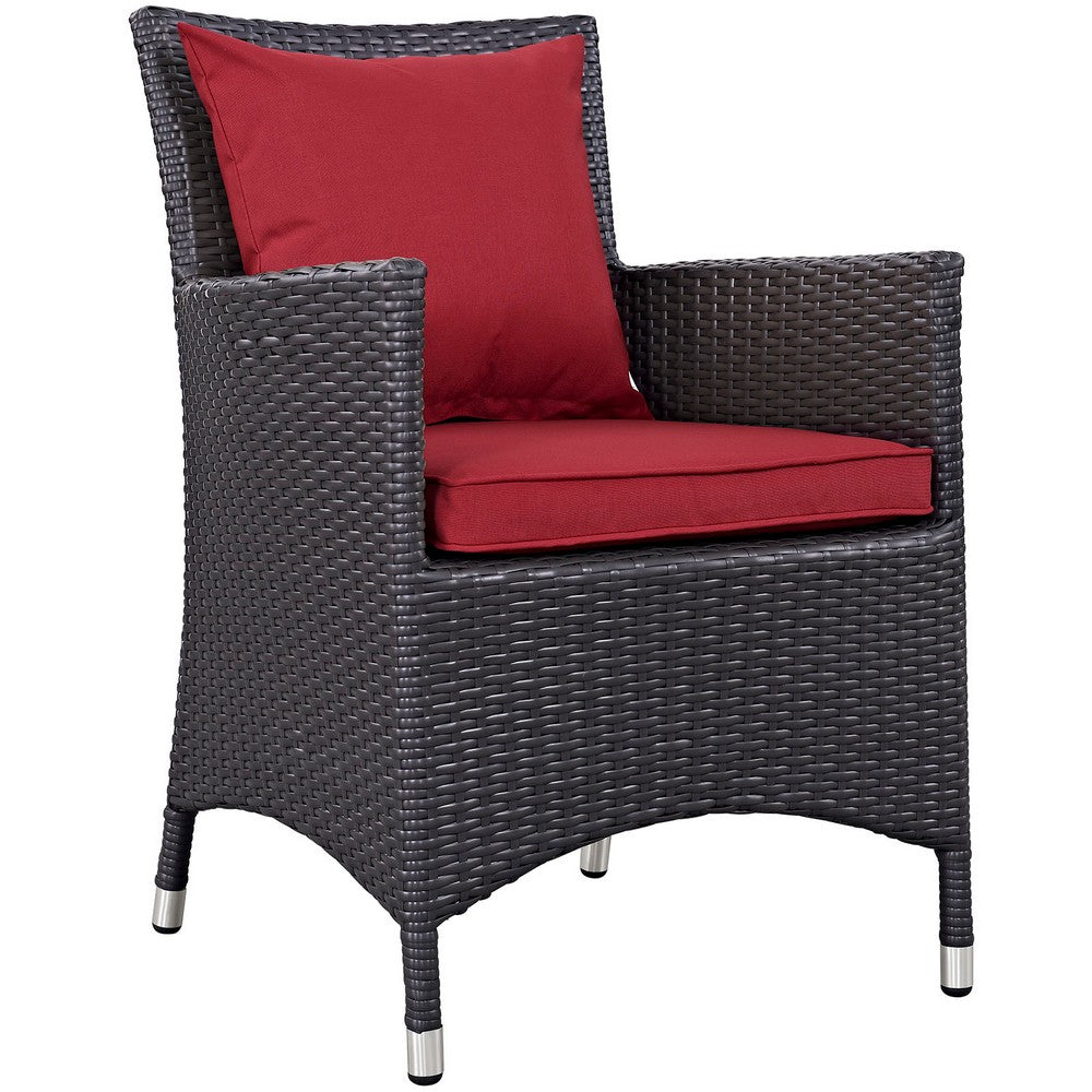 Convene Dining Outdoor Patio Armchair by Modway| Espresso Red