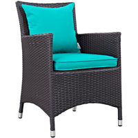Convene Dining Outdoor Patio Armchair by Modway| Espresso Turquoise