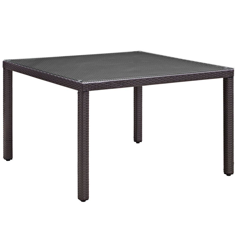 Espresso Convene 47" Square Outdoor Patio Glass Top Dining Table  - No Shipping Charges