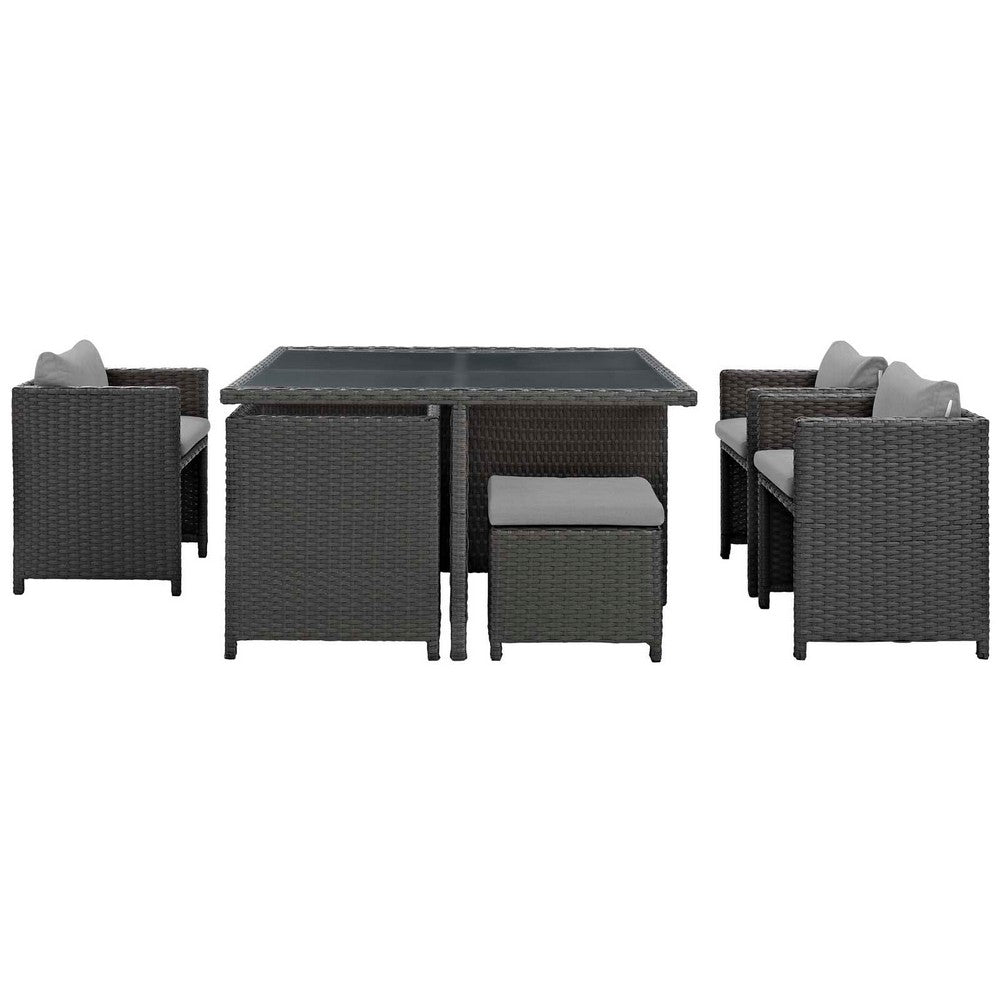 Sojourn 9 Piece Outdoor Patio Sunbrella® Dining Set by Modway| Canvas Gray