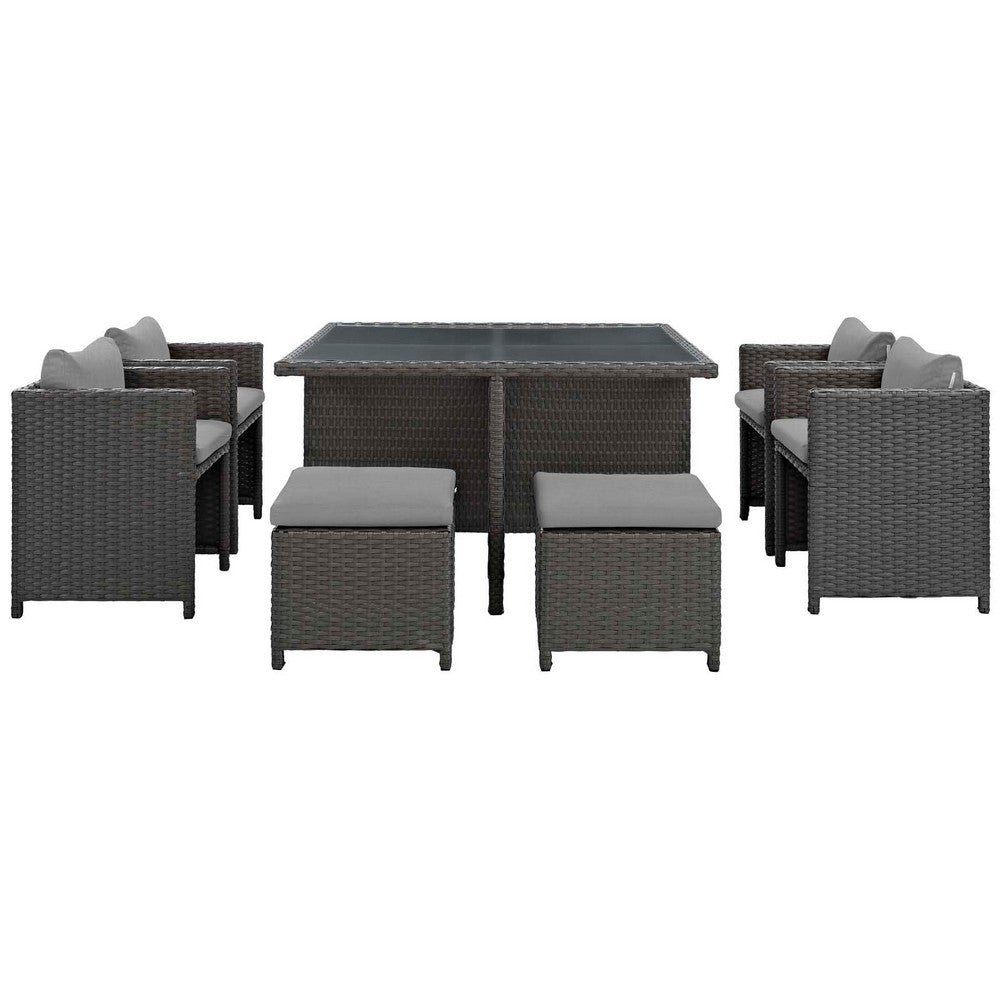 Sojourn 9 Piece Outdoor Patio Sunbrella® Dining Set by Modway| Canvas Gray