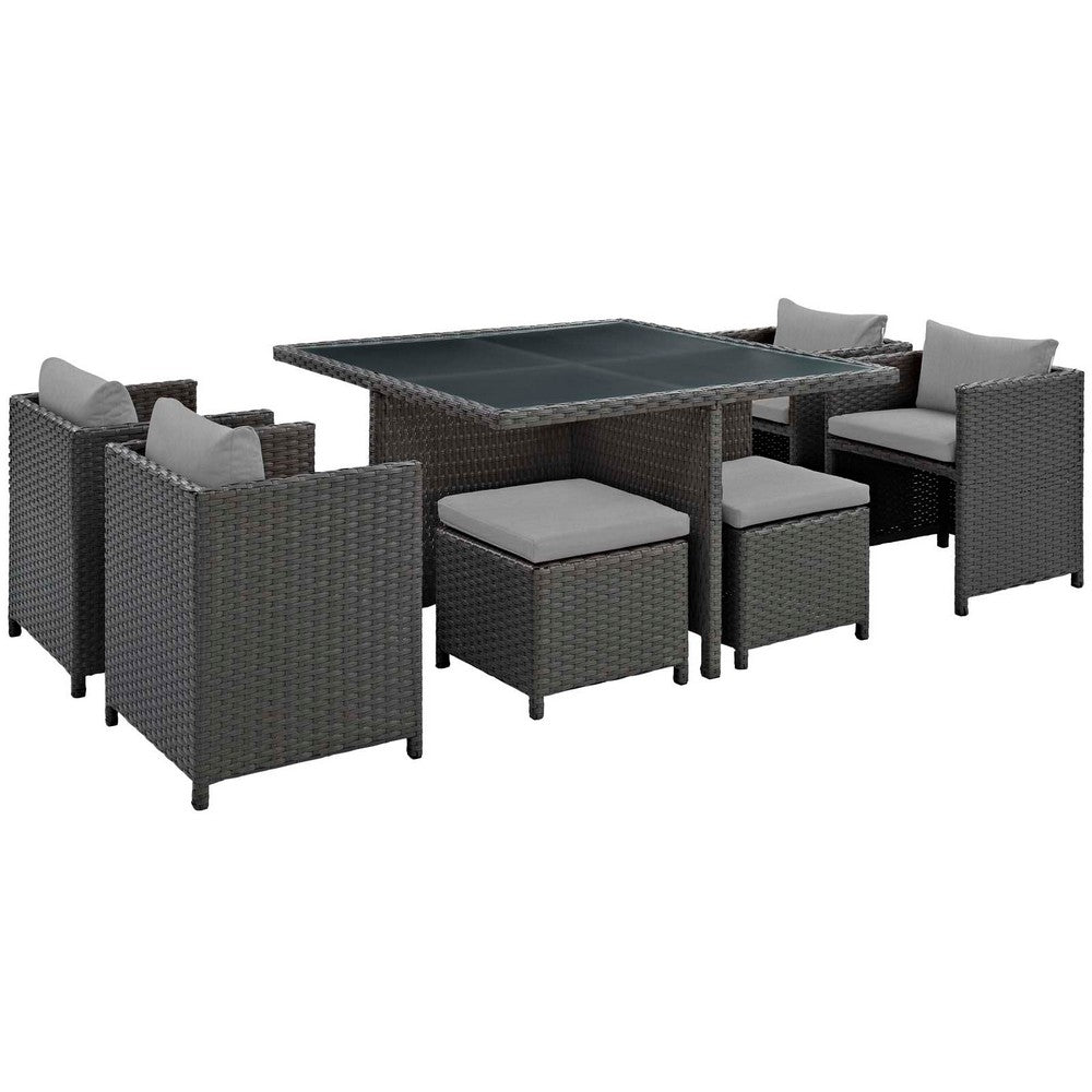 Sojourn 9 Piece Outdoor Patio Sunbrella® Dining Set by Modway| Canvas Gray