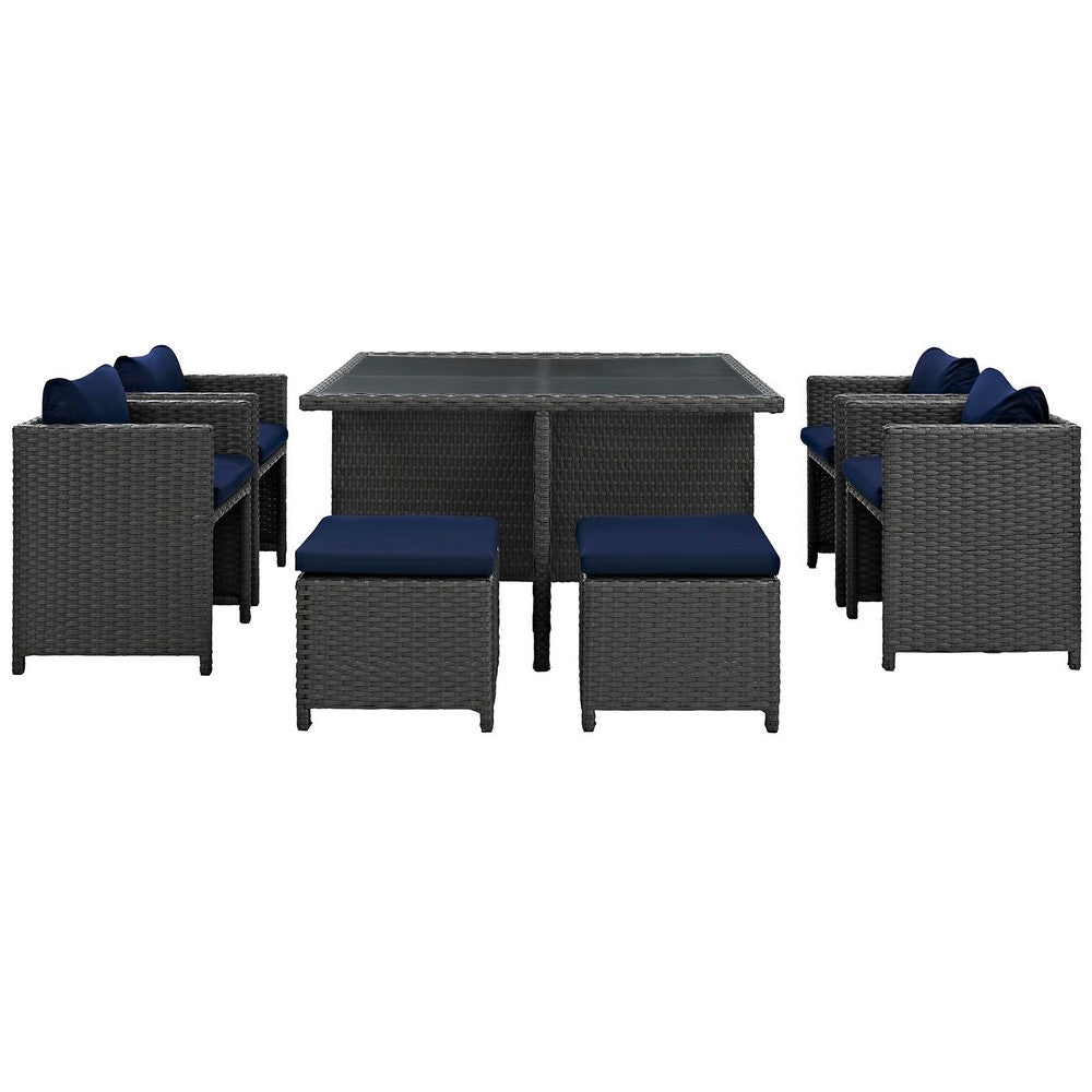 Sojourn 9 Piece Outdoor Patio Sunbrella® Dining Set by Modway| Canvas Navy