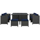 Sojourn 9 Piece Outdoor Patio Sunbrella® Dining Set by Modway| Canvas Navy