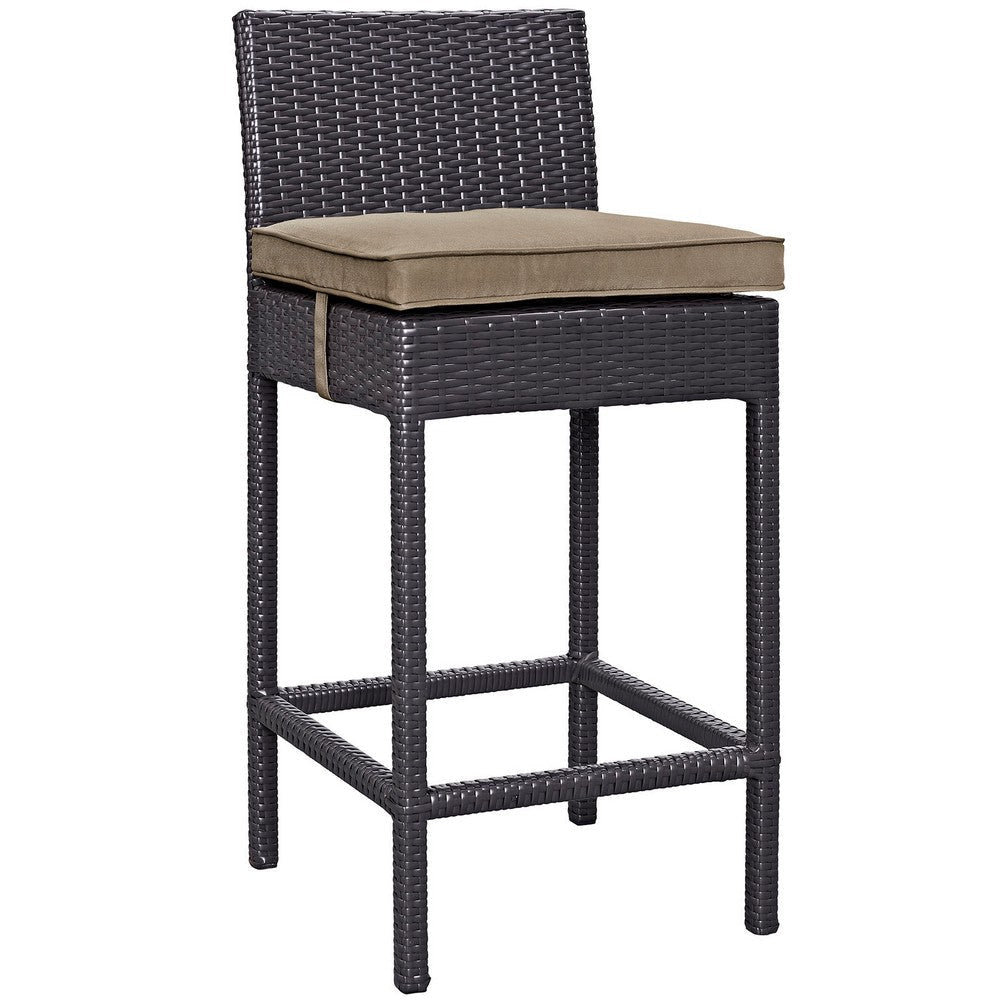 Modway Convene Wicker Rattan 5-Piece Outdoor Patio Pub Bistro Bar Set in Espresso Mocha MDY-EEI-1963-EXP-MOC-SET