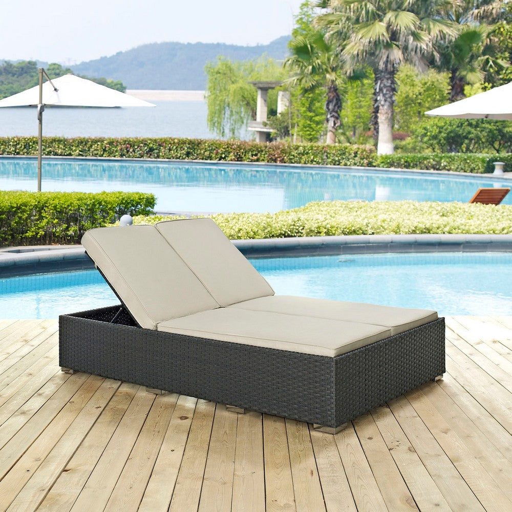 Sojourn Outdoor Patio Sunbrella® Double Chaise by Modway| Chocolate Beige