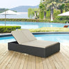 Modway Sojourn Wicker Rattan Outdoor Patio Sunbrella Fabric Double Chaise in Chocolate Beige MDY-EEI-1983-CHC-BEI