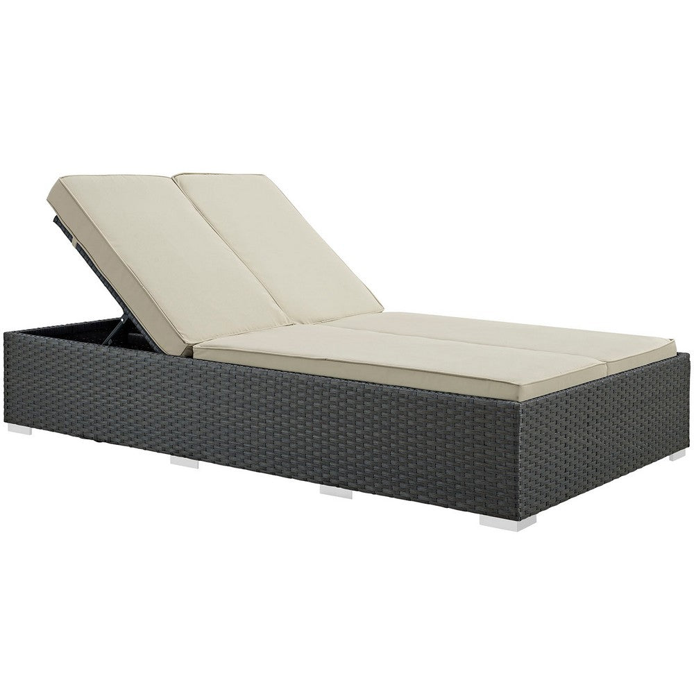 Sojourn Outdoor Patio Sunbrella® Double Chaise by Modway| Chocolate Beige
