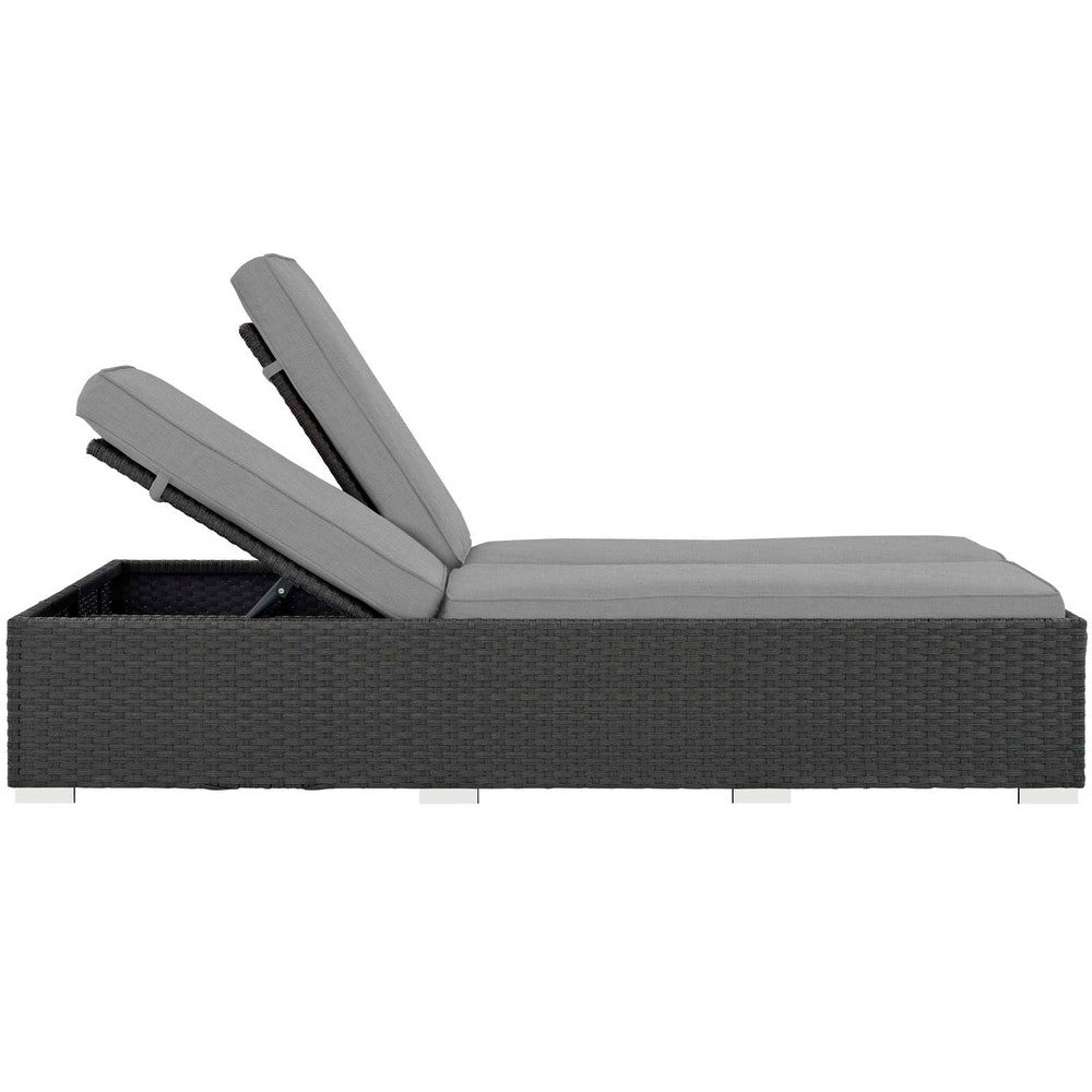 Sojourn Outdoor Patio Sunbrella® Double Chaise by Modway| Chocolate Gray