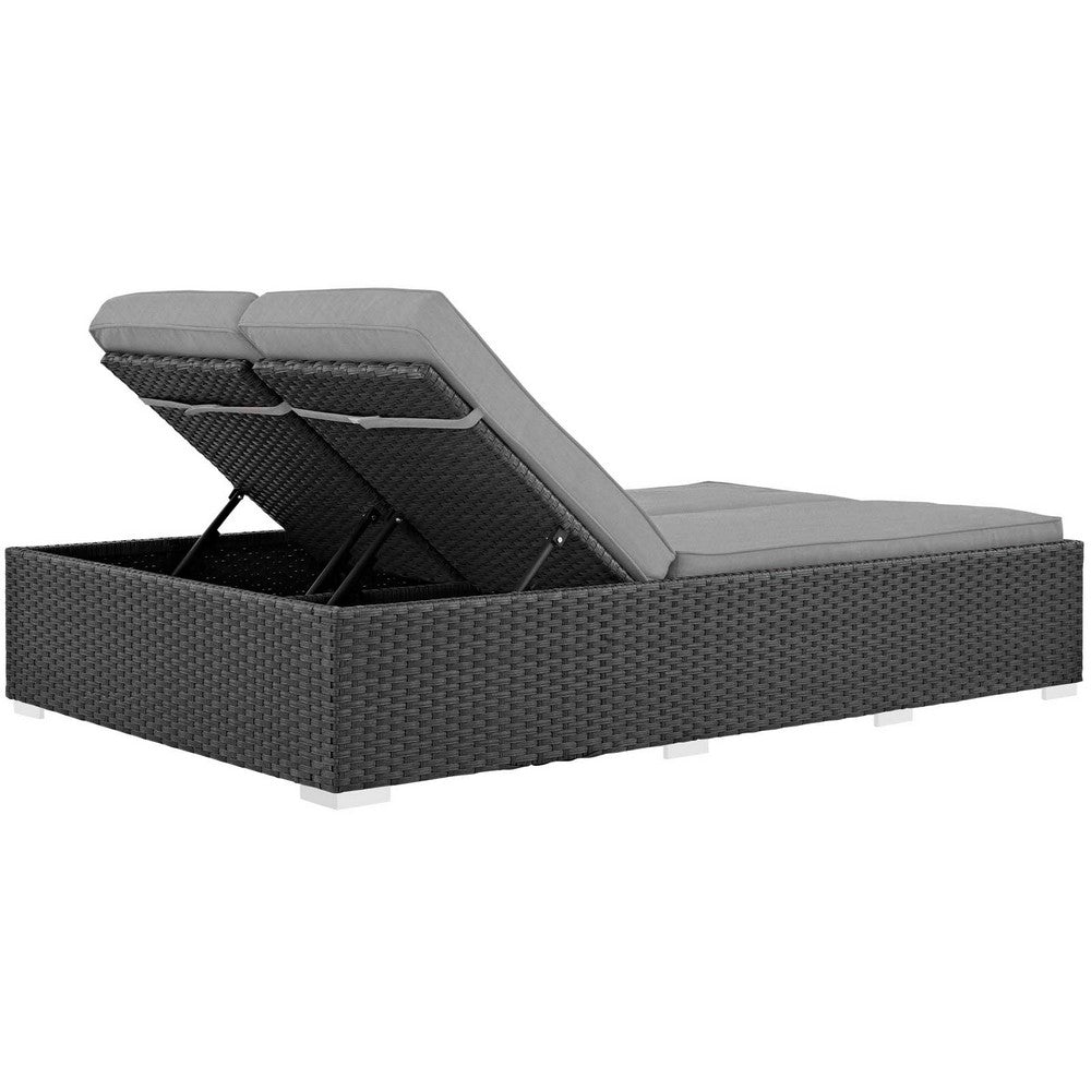 Sojourn Outdoor Patio Sunbrella® Double Chaise by Modway| Chocolate Gray