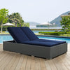 Sojourn Outdoor Patio Sunbrella® Double Chaise by Modway| Chocolate Navy