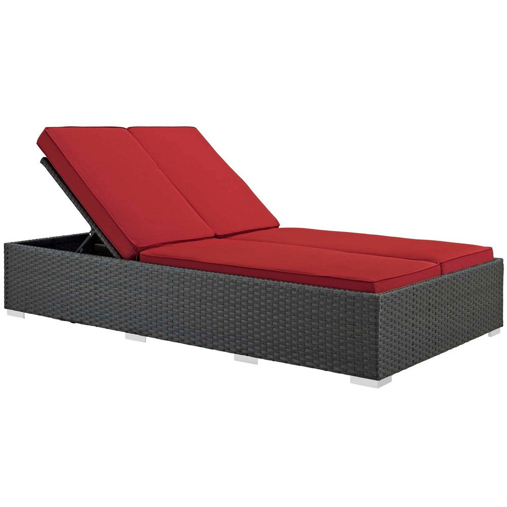 Sojourn Outdoor Patio Sunbrella® Double Chaise by Modway| Chocolate Red