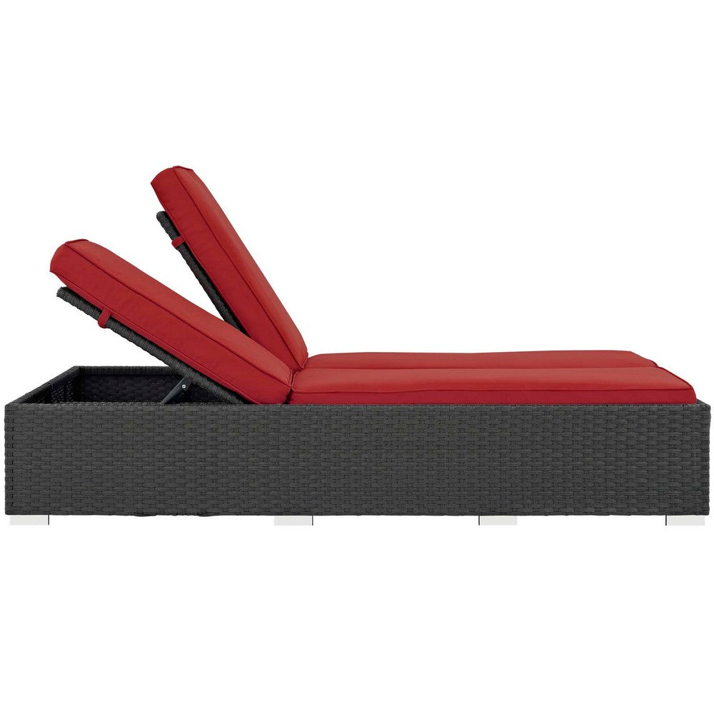 Sojourn Outdoor Patio Sunbrella® Double Chaise by Modway| Chocolate Red
