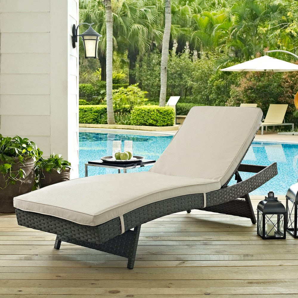 Sojourn Outdoor Patio Sunbrella® Chaise by Modway| Antique Canvas Beige