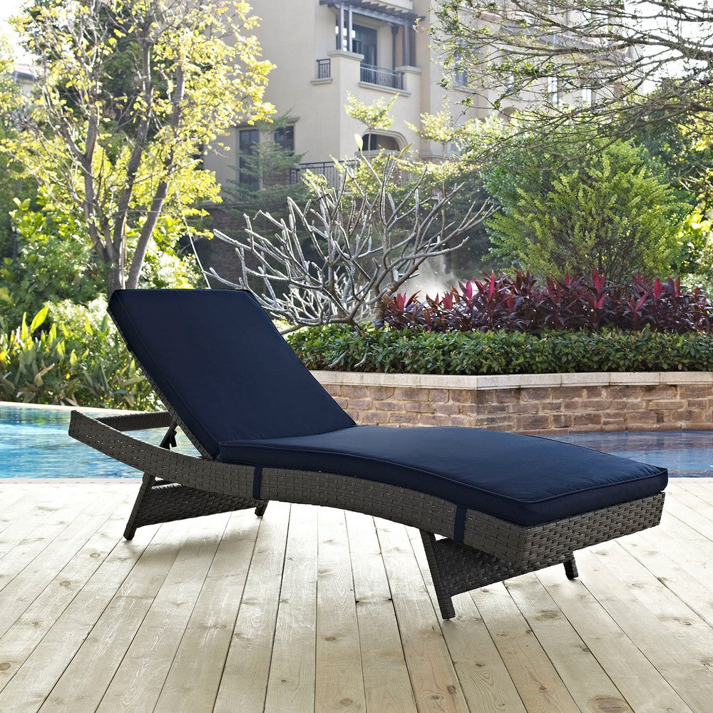 Sojourn Outdoor Patio Sunbrella® Chaise by Modway| Canvas Navy