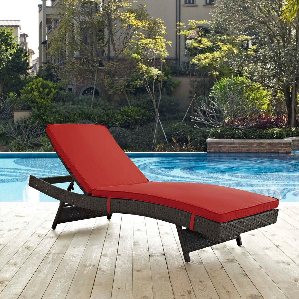 Sojourn Outdoor Patio Sunbrella® Chaise by Modway| Canvas Red