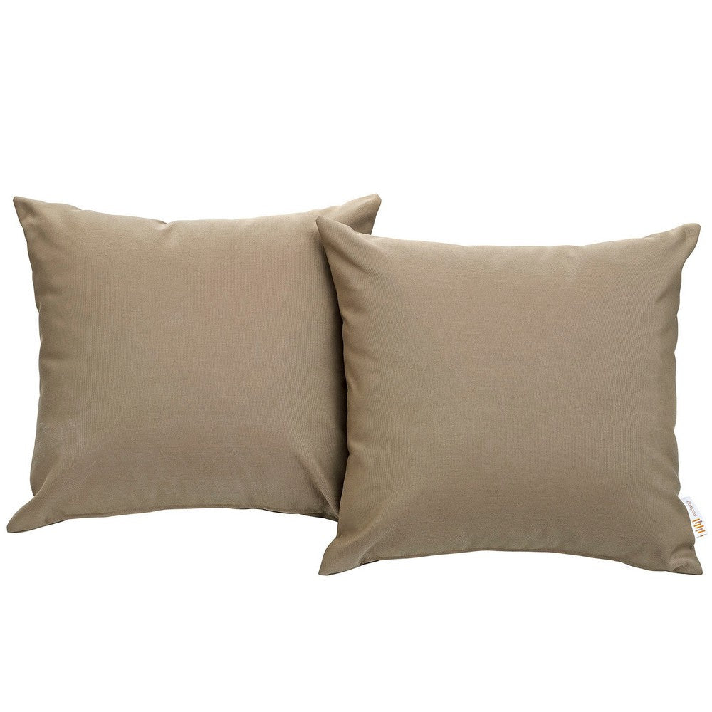 Mocha Convene Two Piece Outdoor Patio Pillow Set - No Shipping Charges