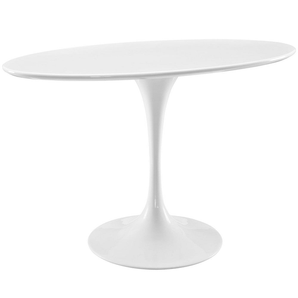 Modway Lippa 48’’ Mid-Century Modern Dining Table with Oval Top and Pedestal Base in White MDY-EEI-2017-WHI