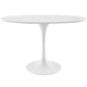 Modway Lippa 48" Mid-Century Modern Dining Table with Oval Top and Pedestal Base in White