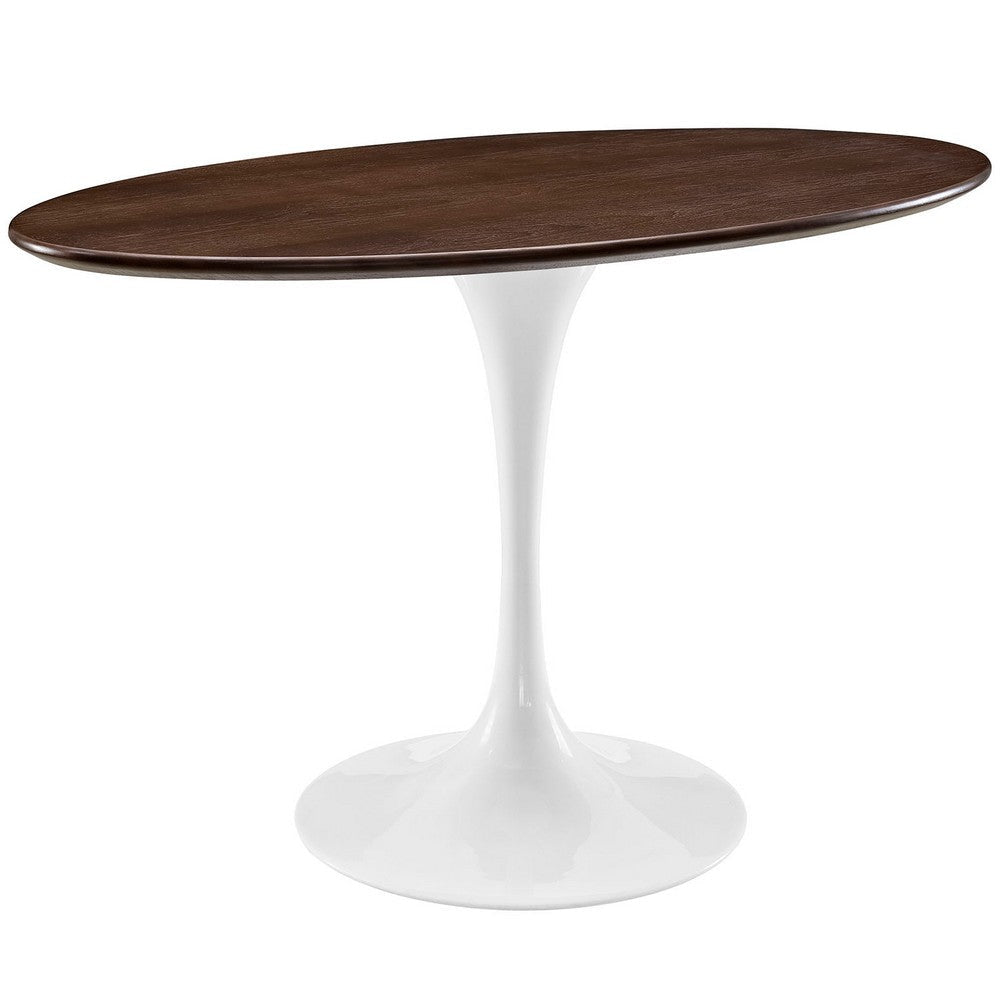 Modway Lippa 48’’ Mid-Century Modern Dining Table with Oval Top in Walnut MDY-EEI-2019-WAL