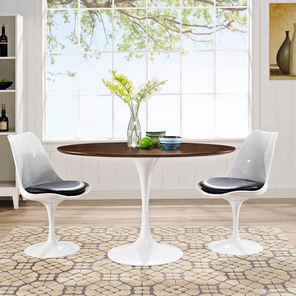 Modway Lippa 48" Mid-Century Modern Dining Table with Oval Top in Walnut