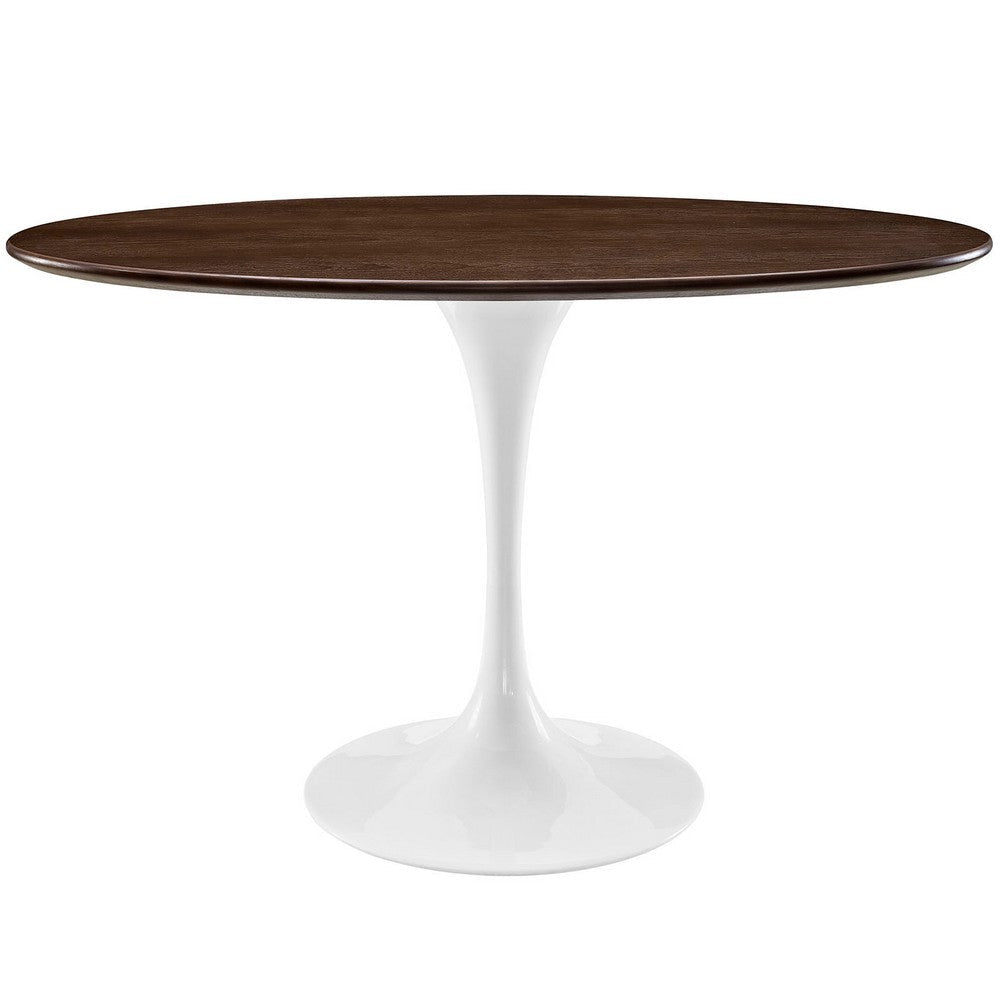 Modway Lippa 48" Mid-Century Modern Dining Table with Oval Top in Walnut