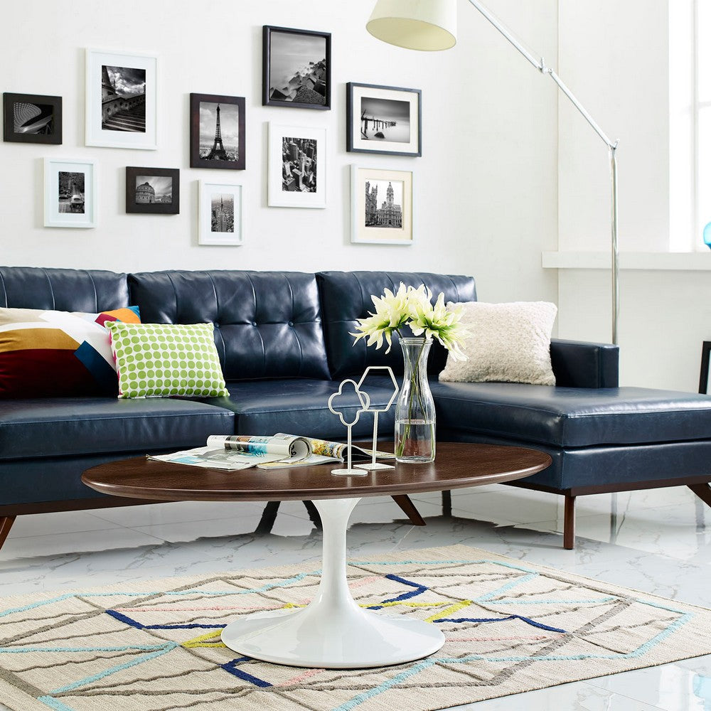 Walnut Lippa 48" Oval-Shaped Walnut Coffee Table
